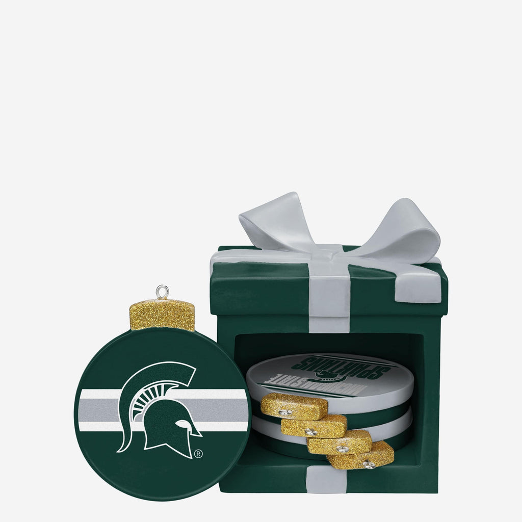 Michigan State Spartans Holiday 5 Pack Coaster Set FOCO - FOCO.com