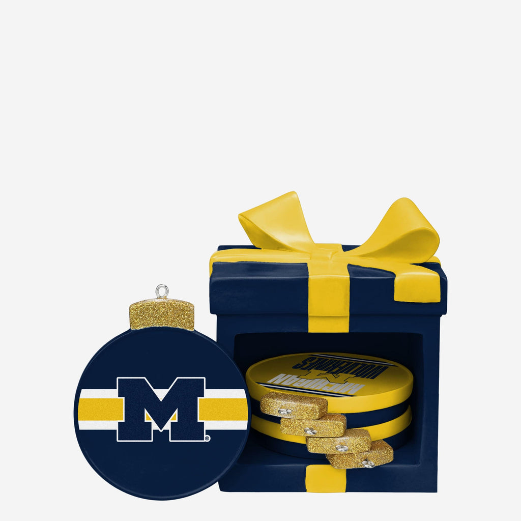 Michigan Wolverines Holiday 5 Pack Coaster Set FOCO - FOCO.com