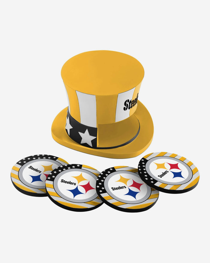 Pittsburgh Steelers Americana Resin Coaster Set FOCO - FOCO.com