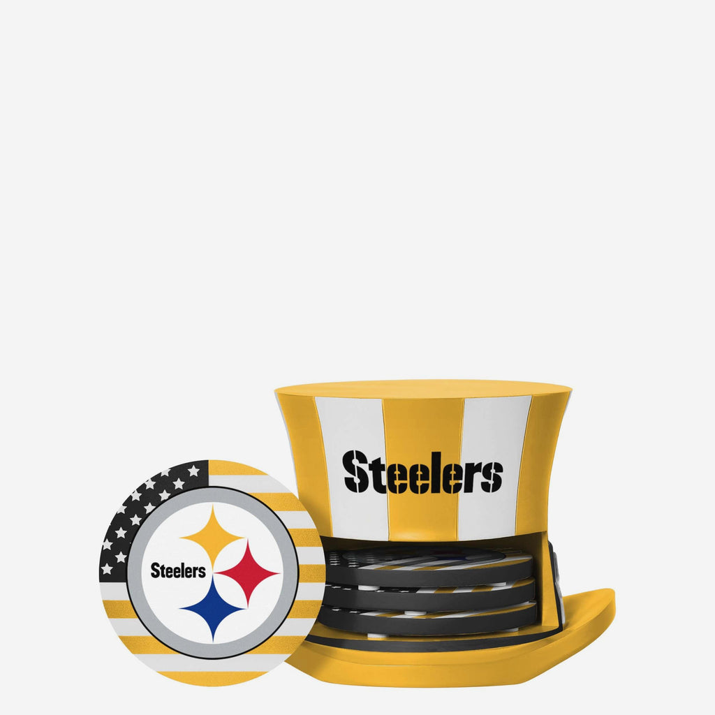 Pittsburgh Steelers Americana Resin Coaster Set FOCO - FOCO.com