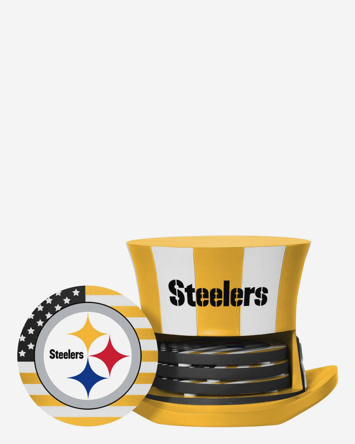 Pittsburgh Steelers Americana Resin Coaster Set FOCO - FOCO.com