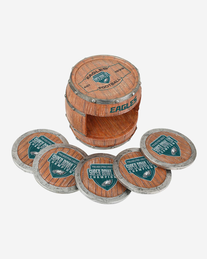 Philadelphia Eagles Super Bowl LIX Champions 5 Pack Barrel Coaster Set FOCO - FOCO.com