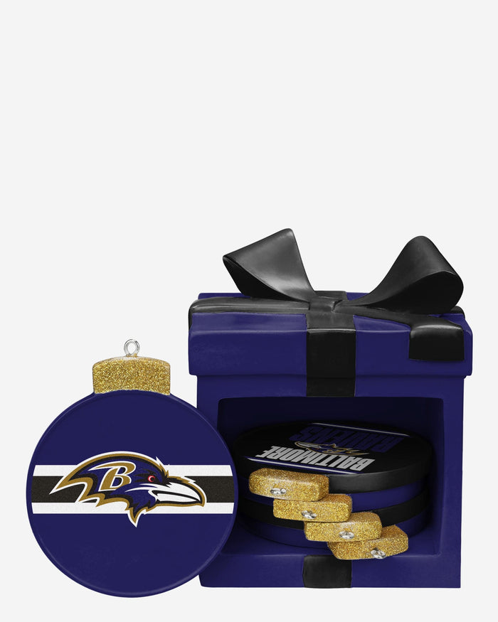 Baltimore Ravens Holiday 5 Pack Coaster Set FOCO - FOCO.com