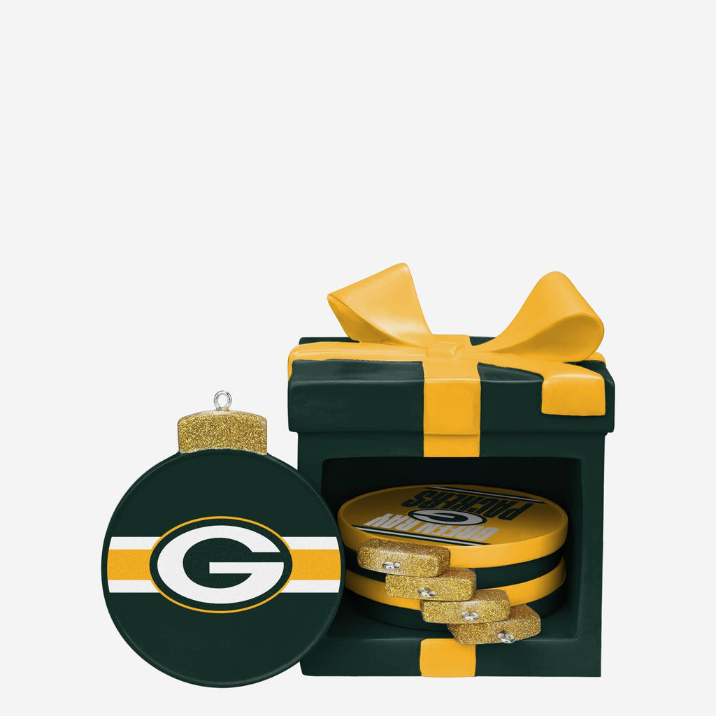 Green Bay Packers Holiday 5 Pack Coaster Set FOCO - FOCO.com