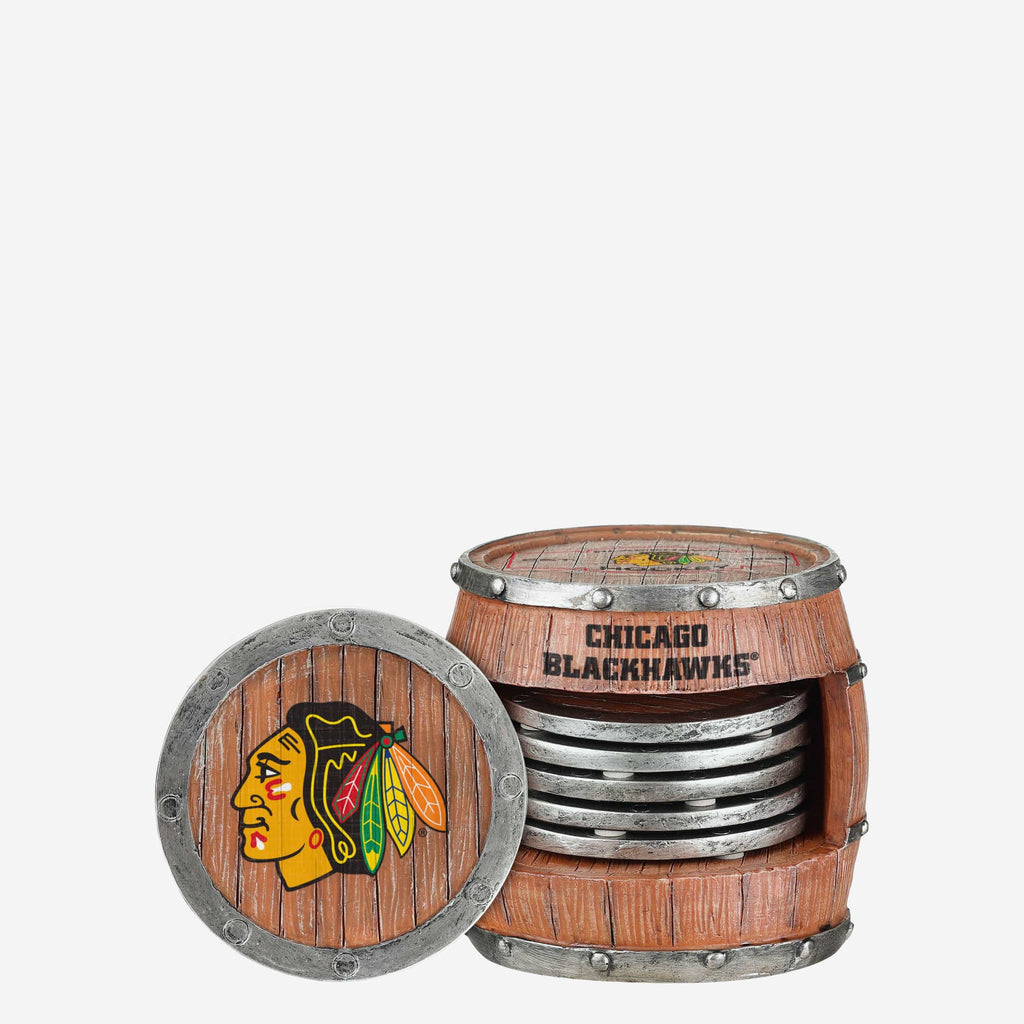 Chicago Blackhawks 5 Pack Barrel Coaster Set FOCO - FOCO.com