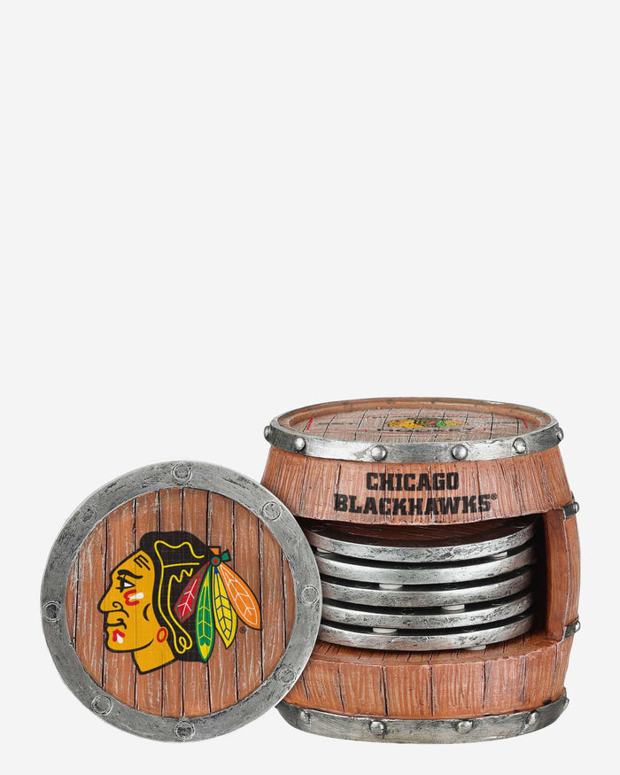Chicago Blackhawks 5 Pack Barrel Coaster Set FOCO - FOCO.com