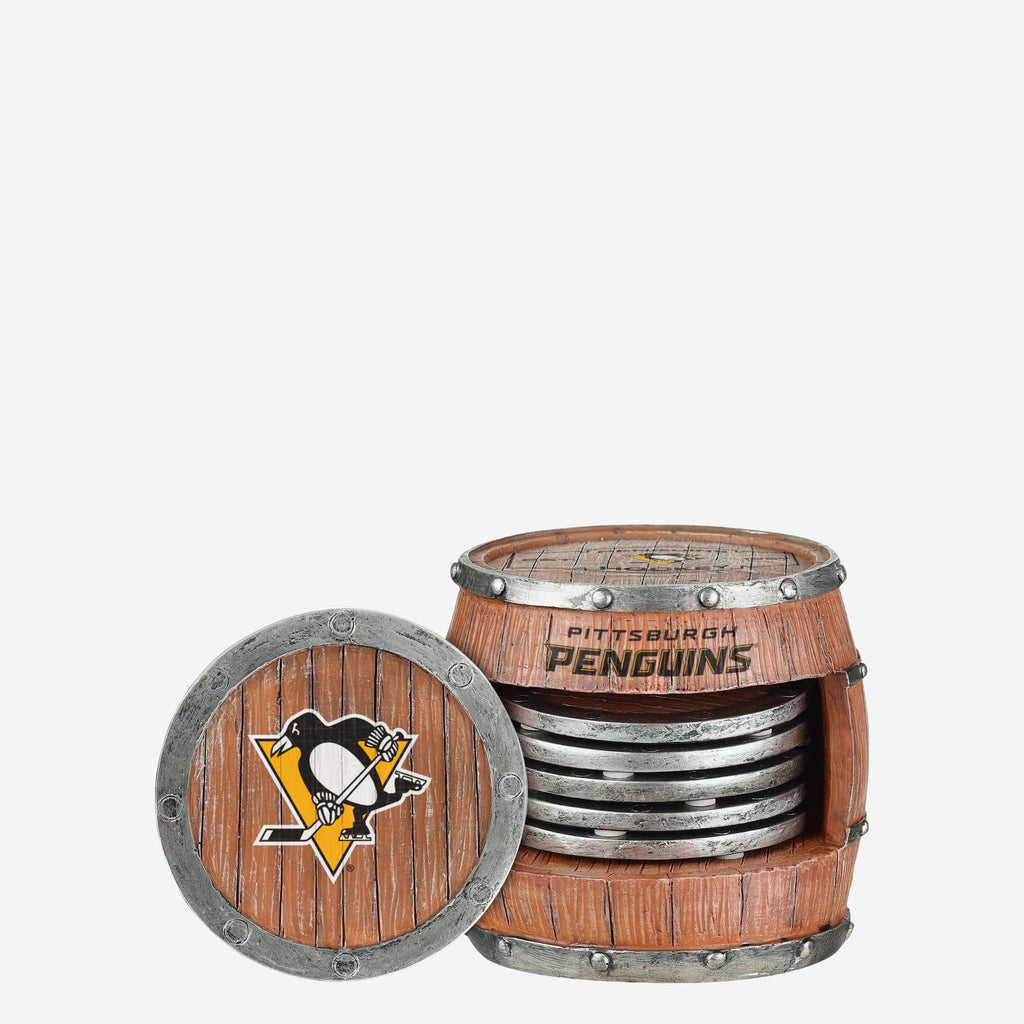 Pittsburgh Penguins 5 Pack Barrel Coaster Set FOCO - FOCO.com
