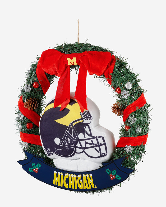 Michigan Wolverines Holiday Helmet Door Wreath FOCO - FOCO.com