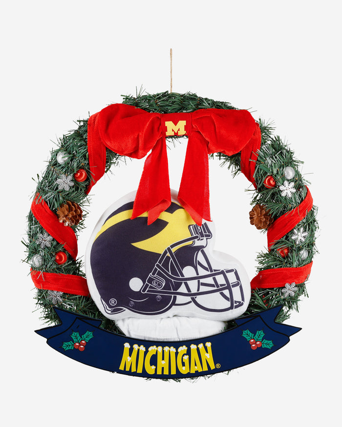 Michigan Wolverines Holiday Helmet Door Wreath FOCO - FOCO.com