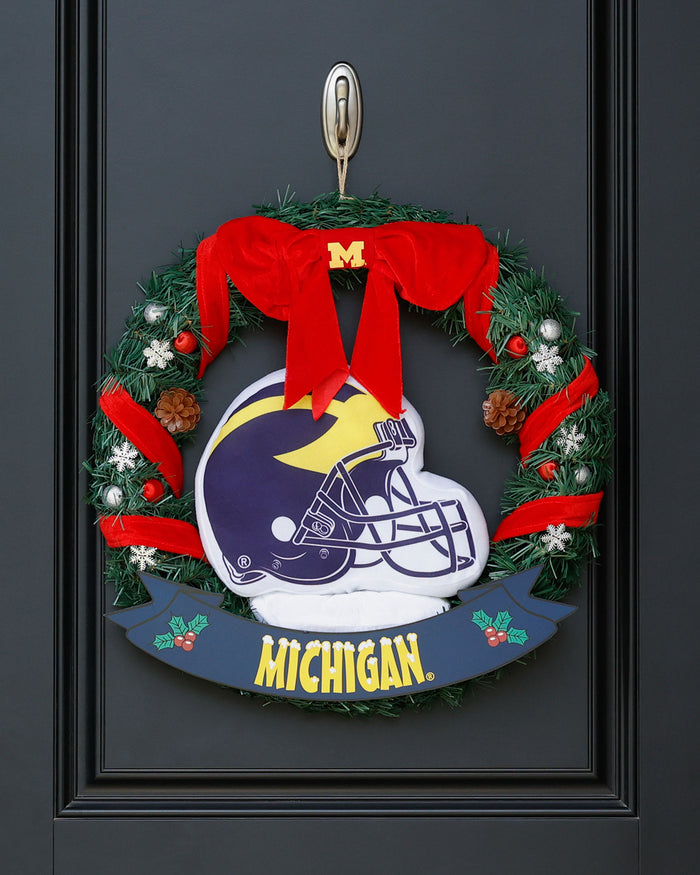 Michigan Wolverines Holiday Helmet Door Wreath FOCO - FOCO.com