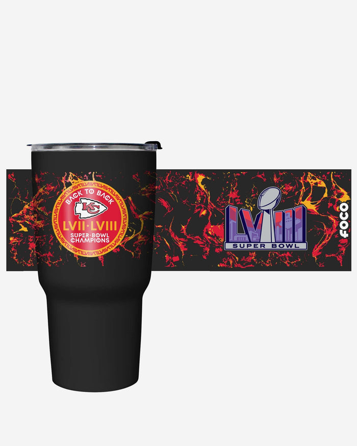 Kansas City Chiefs Super Bowl LVIII Champions Black Marble 27 oz Stainless Steel Tumbler FOCO - FOCO.com