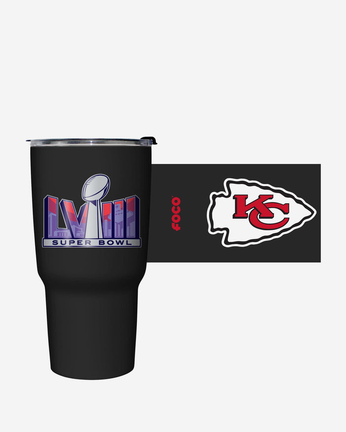 Kansas City Chiefs Super Bowl LVIII Black 27 oz Stainless Steel Tumbler FOCO - FOCO.com