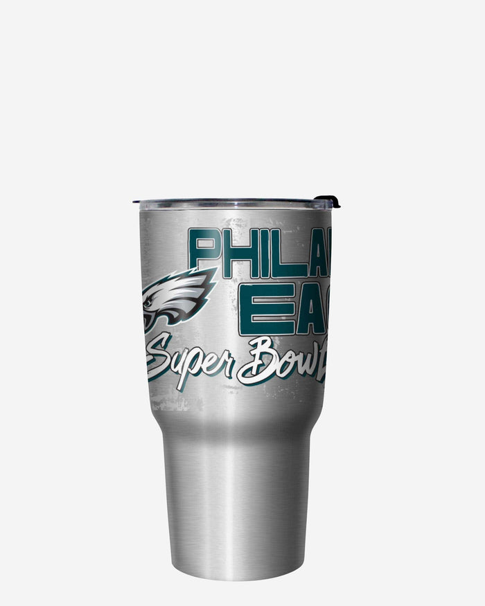 Philadelphia Eagles Super Bowl LIX Champions Stencil Silver Diamond 27 oz Stainless Steel Tumbler FOCO - FOCO.com