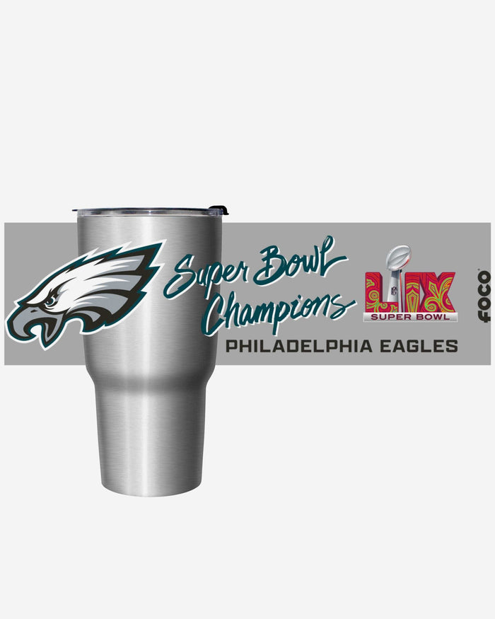 Philadelphia Eagles Super Bowl LIX Champions Silver 27 oz Stainless Steel Tumbler FOCO - FOCO.com