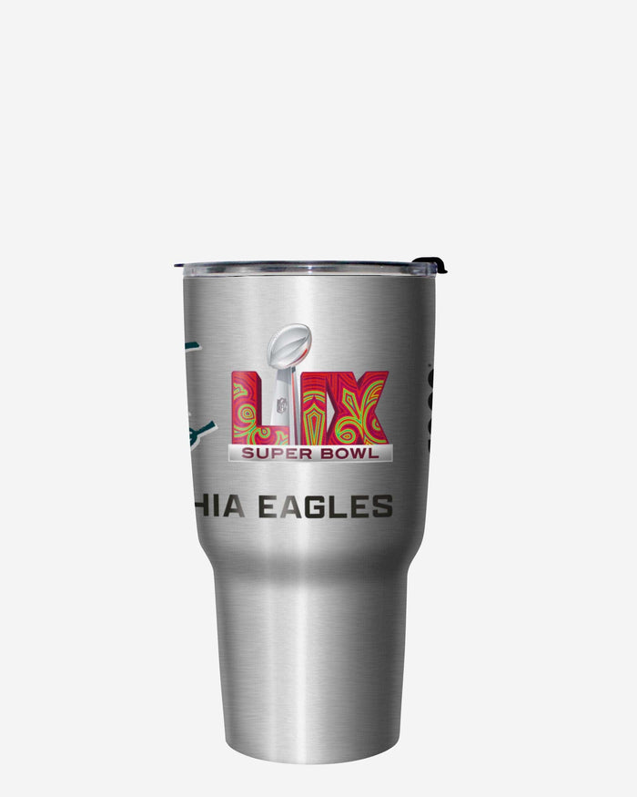 Philadelphia Eagles Super Bowl LIX Champions Silver 27 oz Stainless Steel Tumbler FOCO - FOCO.com