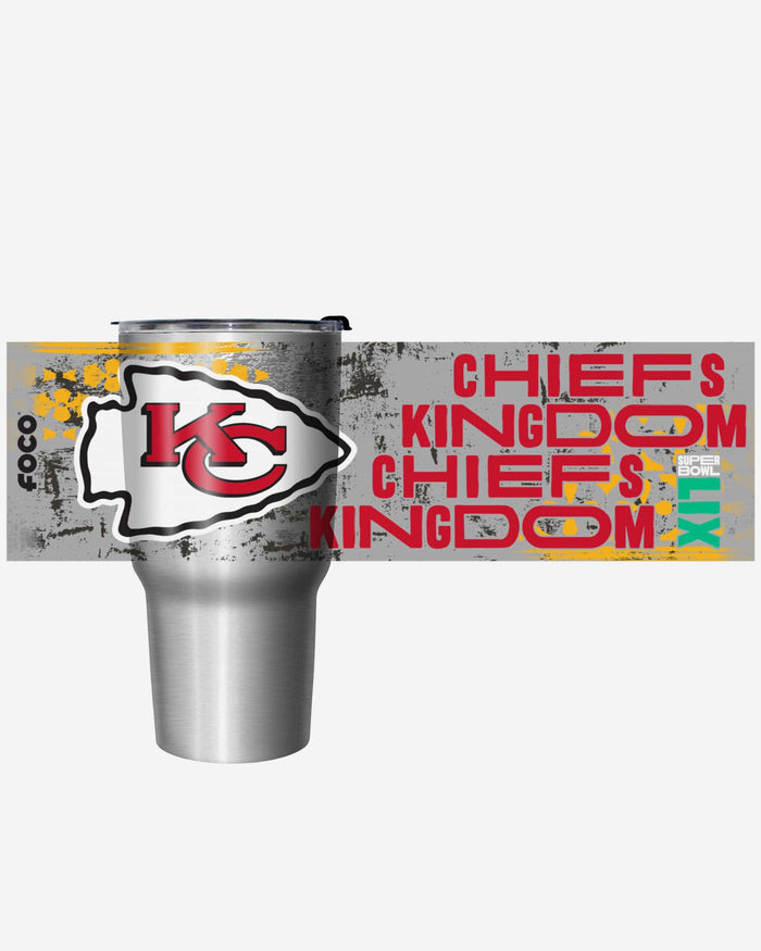 Kansas City Chiefs Super Bowl LIX Chiefs Kingdom Silver 27 oz Stainless Steel Tumbler FOCO - FOCO.com