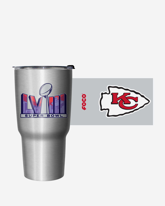 Kansas City Chiefs Super Bowl LVIII Silver 27 oz Stainless Steel Tumbler FOCO - FOCO.com