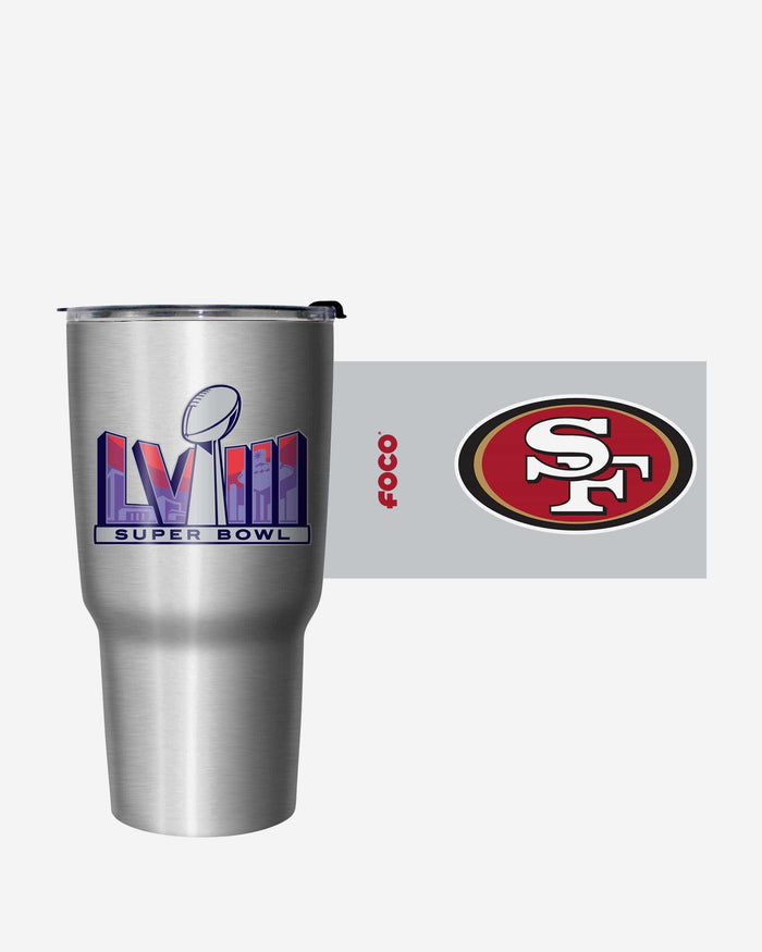 San Francisco 49ers Super Bowl LVIII Silver 27 oz Stainless Steel Tumbler FOCO - FOCO.com