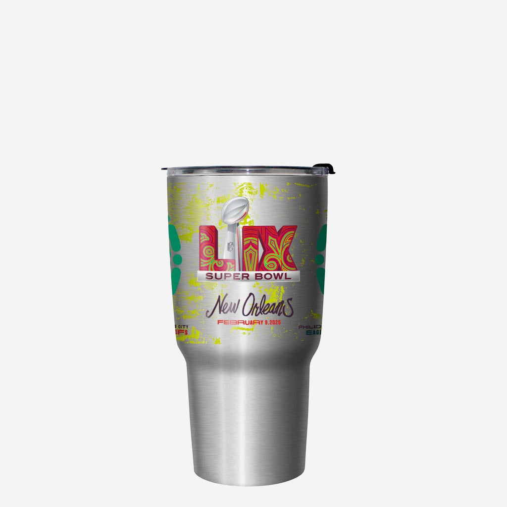 Kansas City Chiefs vs Philadelphia Eagles Super Bowl LIX Silver 27 oz Stainless Steel Tumbler FOCO - FOCO.com