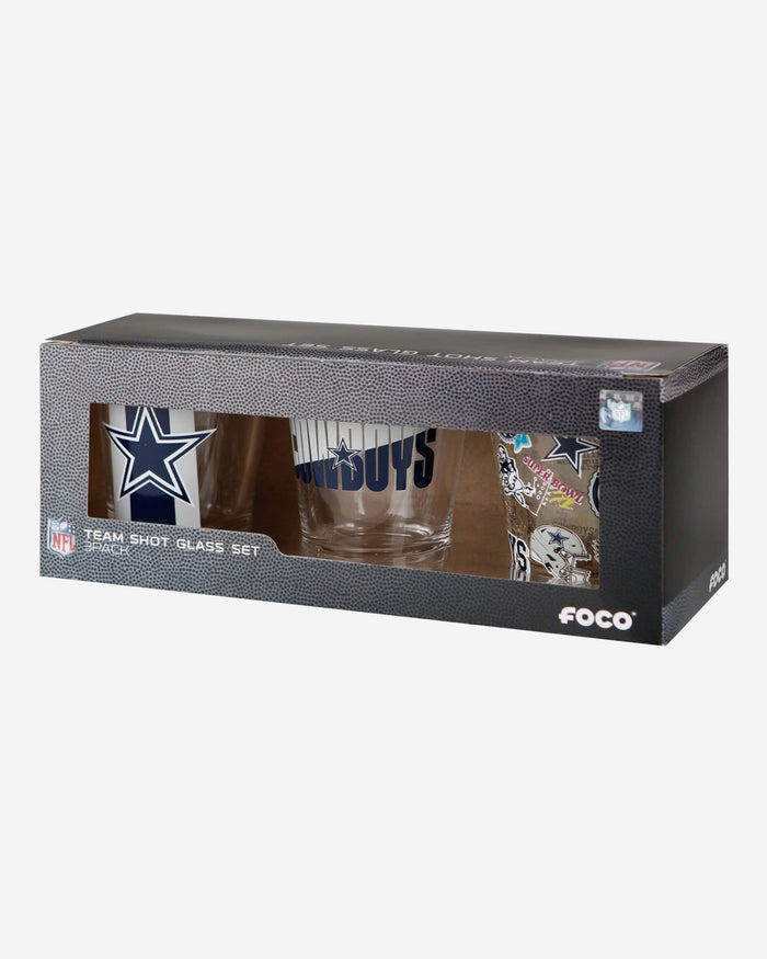 Dallas Cowboys 3 Pack Shot Glass FOCO - FOCO.com