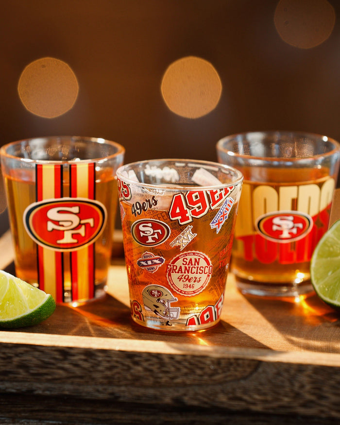San Francisco 49ers 3 Pack Shot Glass FOCO - FOCO.com