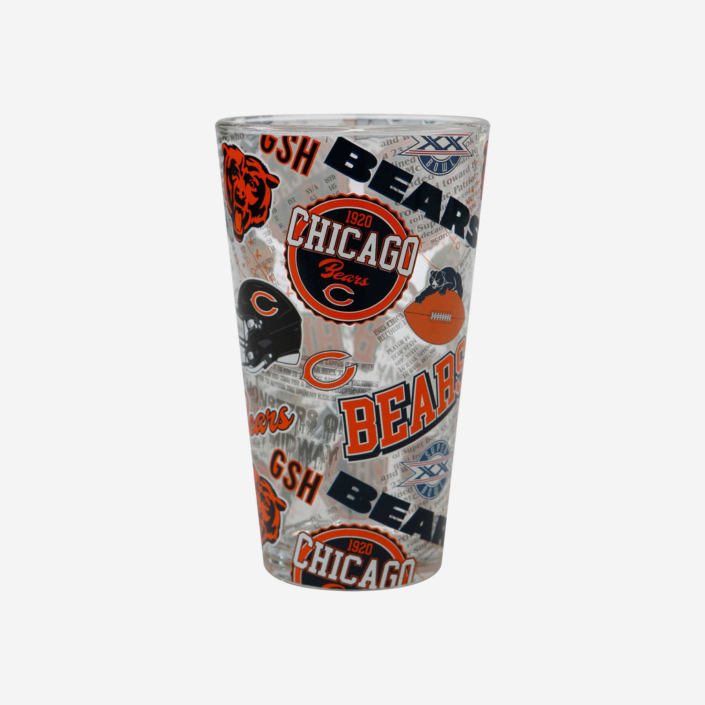 Chicago Bears Historic Print Pint Glass FOCO - FOCO.com