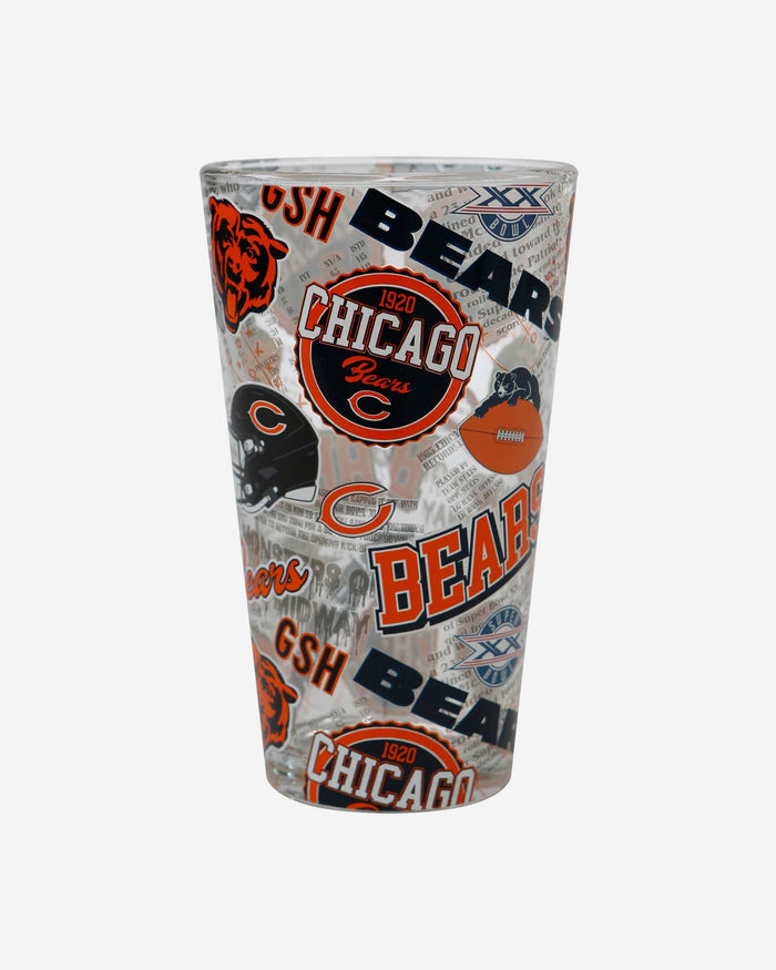 Chicago Bears Historic Print Pint Glass FOCO - FOCO.com