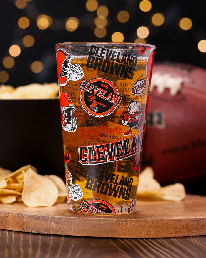 Cleveland Browns Historic Print Pint Glass FOCO - FOCO.com