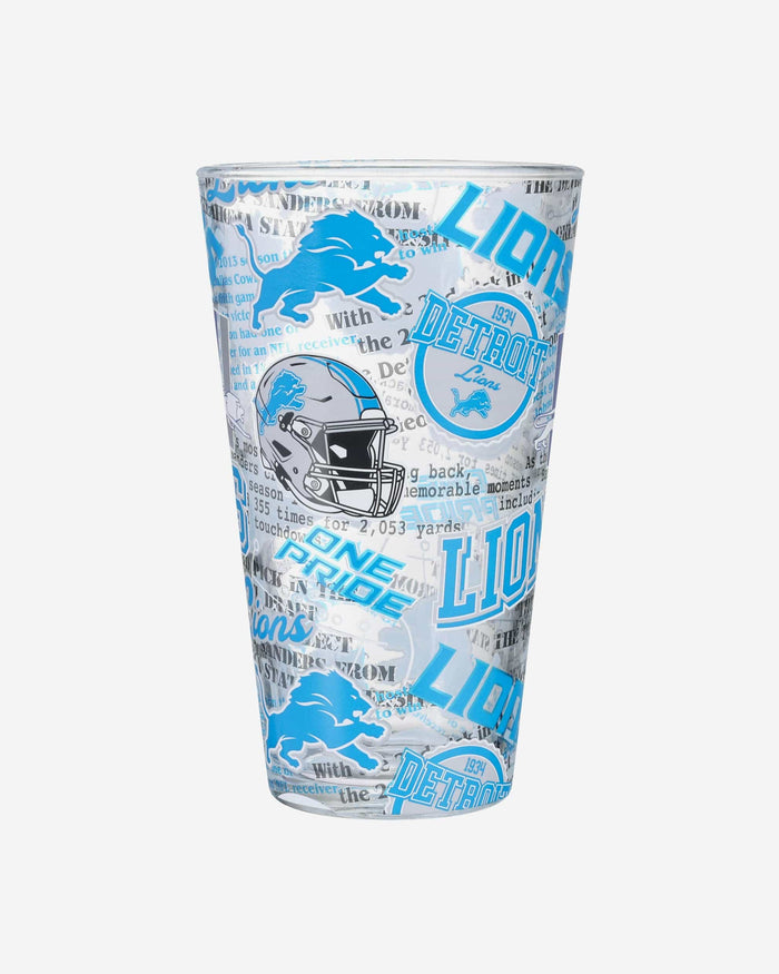 Detroit Lions Historic Print Pint Glass FOCO - FOCO.com