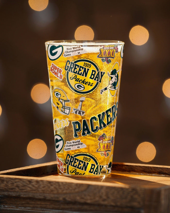 Green Bay Packers Historic Print Pint Glass FOCO - FOCO.com