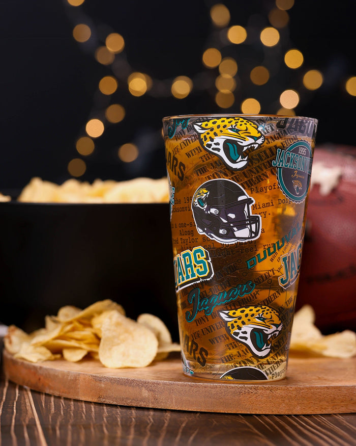 Jacksonville Jaguars Historic Print Pint Glass FOCO - FOCO.com