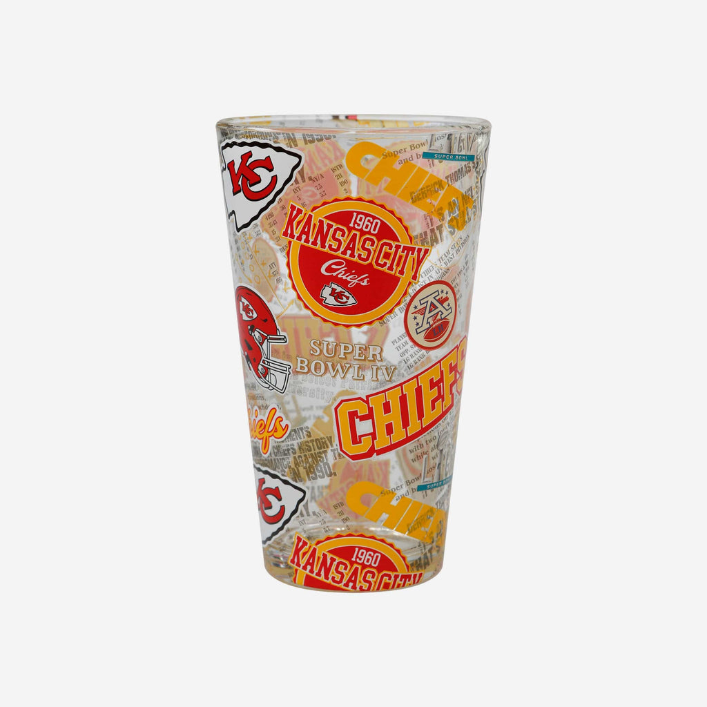 Kansas City Chiefs Historic Print Pint Glass FOCO - FOCO.com