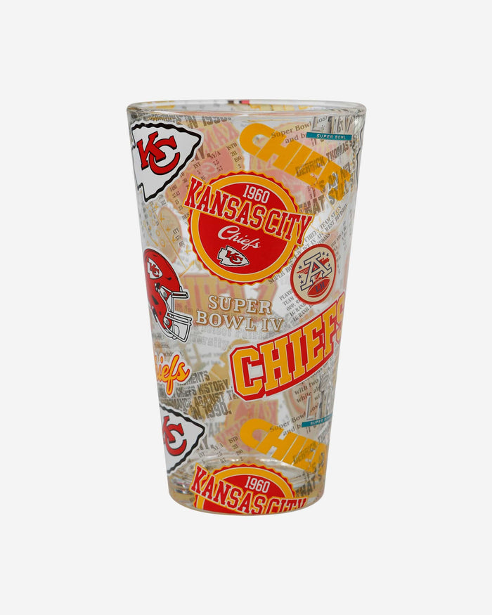 Kansas City Chiefs Historic Print Pint Glass FOCO - FOCO.com