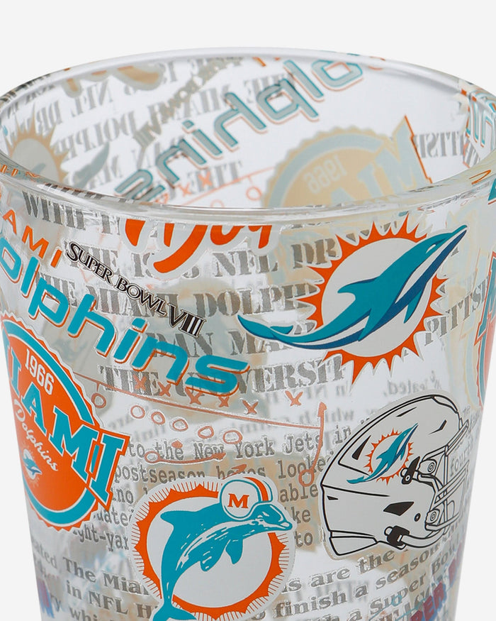 Miami Dolphins Historic Print Pint Glass FOCO - FOCO.com