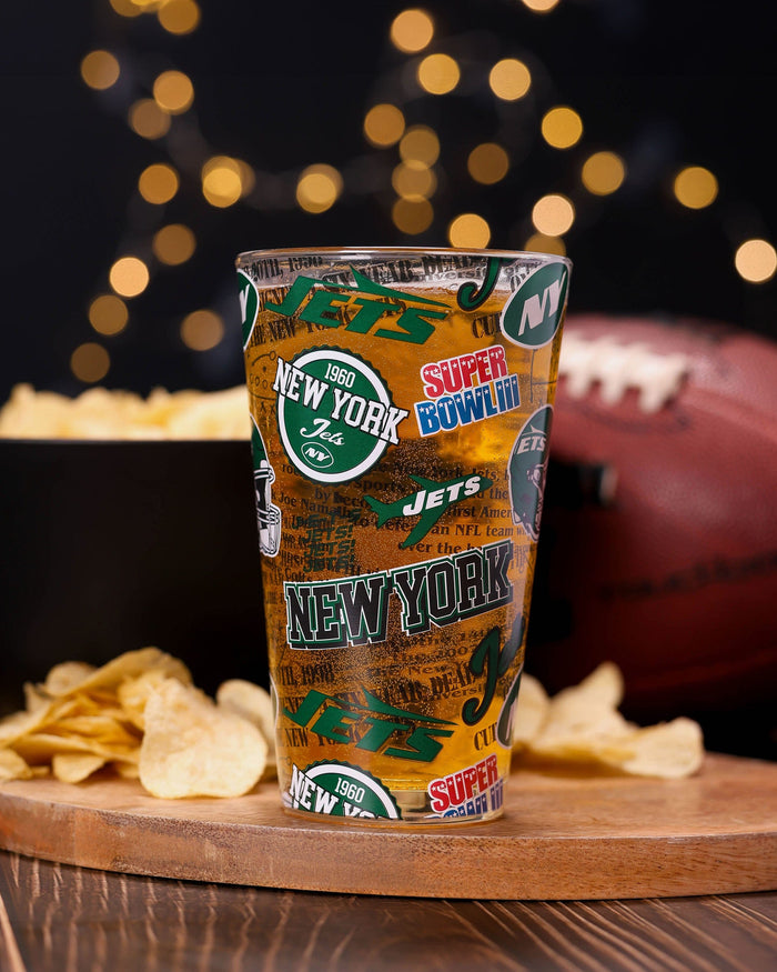 New York Jets Historic Print Pint Glass FOCO - FOCO.com