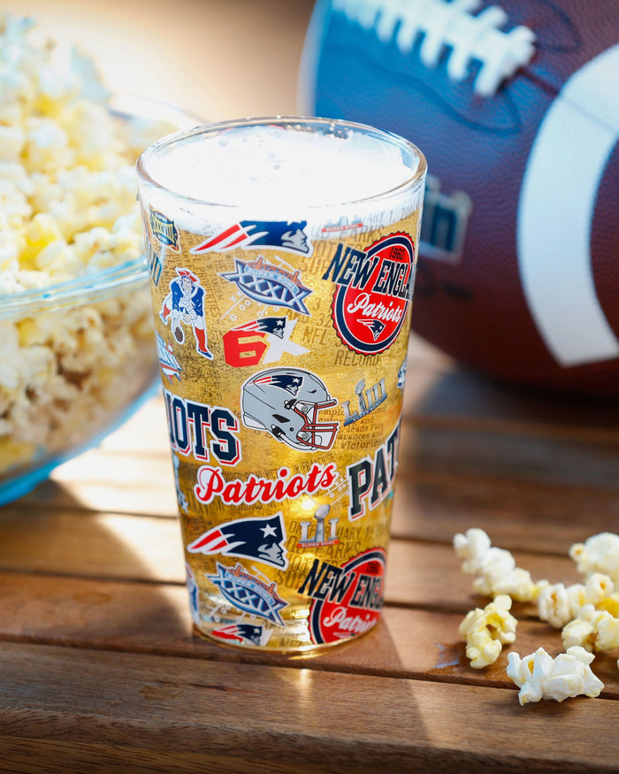 New England Patriots Historic Print Pint Glass FOCO - FOCO.com