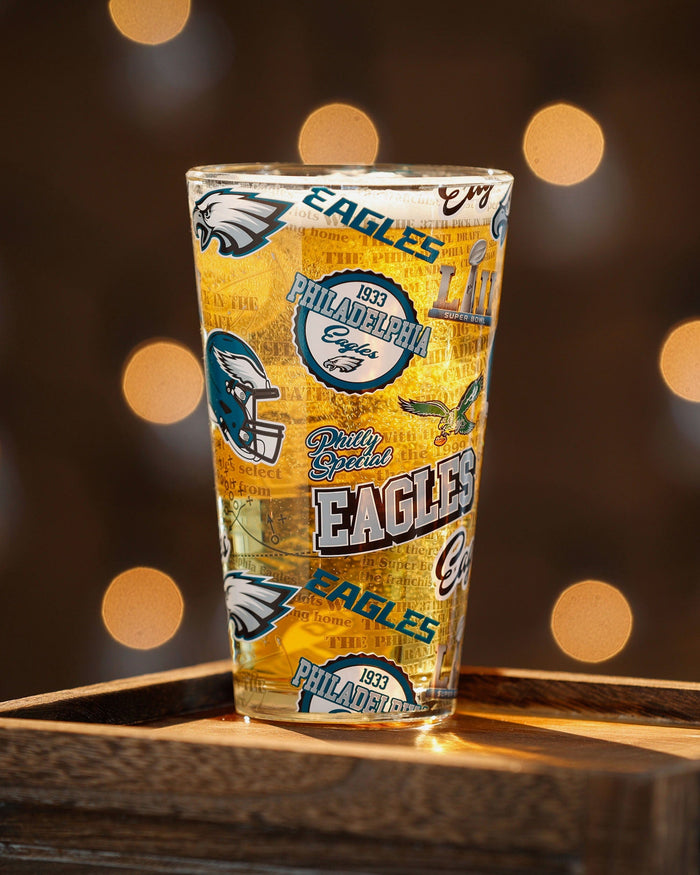 Philadelphia Eagles Historic Print Pint Glass FOCO - FOCO.com