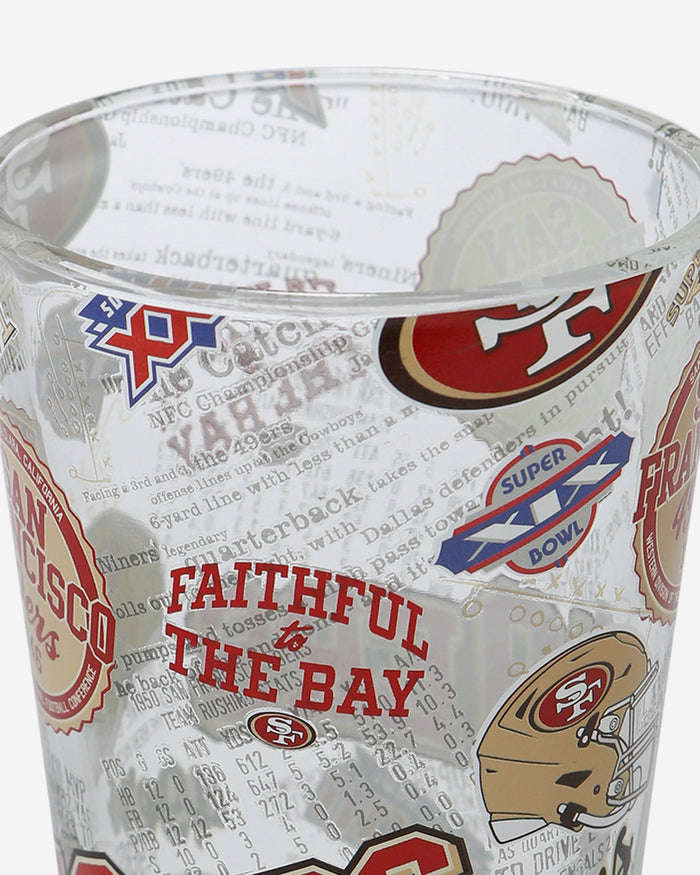 San Francisco 49ers Historic Print Pint Glass FOCO - FOCO.com