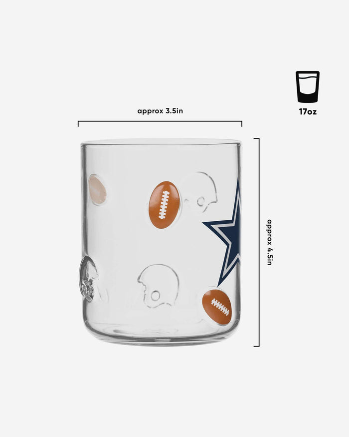 Dallas Cowboys Team Logo 17 oz Glass Cup FOCO - FOCO.com