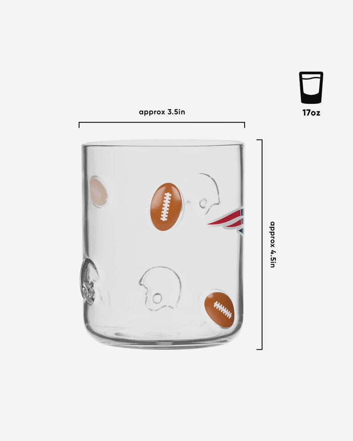 New England Patriots Team Logo 17 oz Glass Cup FOCO - FOCO.com