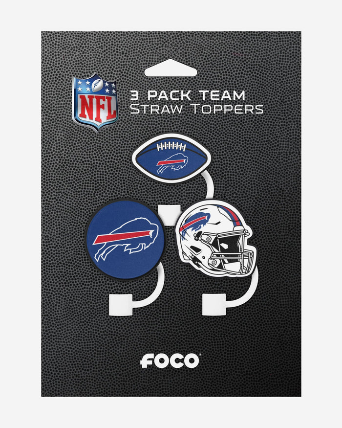 Buffalo Bills 3 Pack Primary Logo Straw Toppers FOCO - FOCO.com