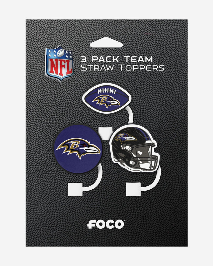 Baltimore Ravens 3 Pack Primary Logo Straw Toppers FOCO - FOCO.com