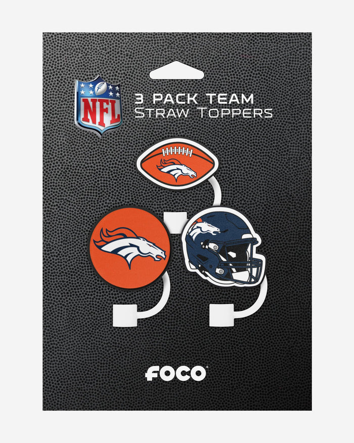 Denver Broncos 3 Pack Primary Logo Straw Toppers FOCO - FOCO.com