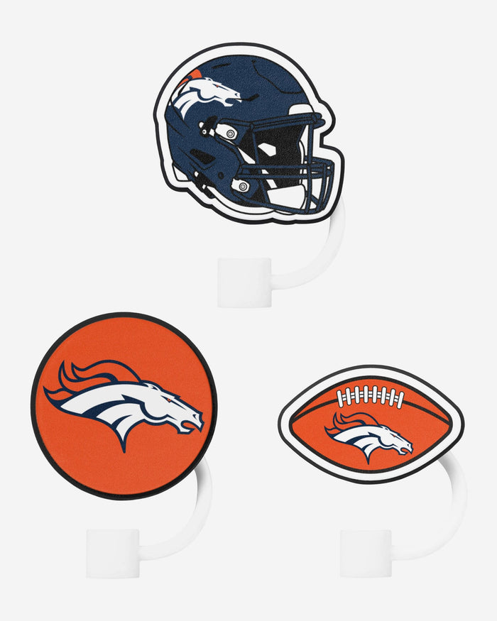 Denver Broncos 3 Pack Primary Logo Straw Toppers FOCO - FOCO.com