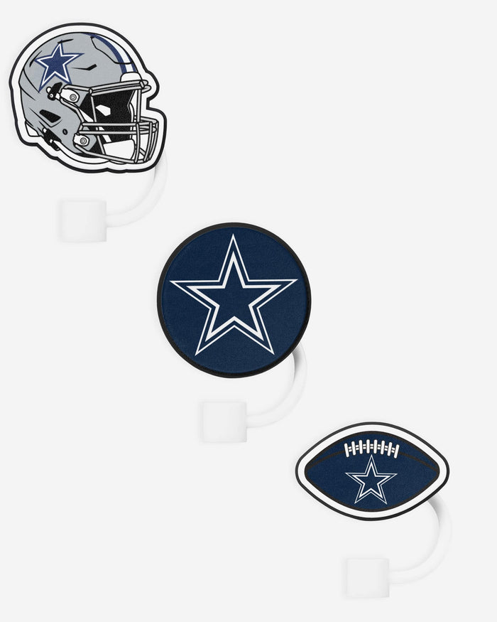 Dallas Cowboys 3 Pack Primary Logo Straw Toppers FOCO - FOCO.com