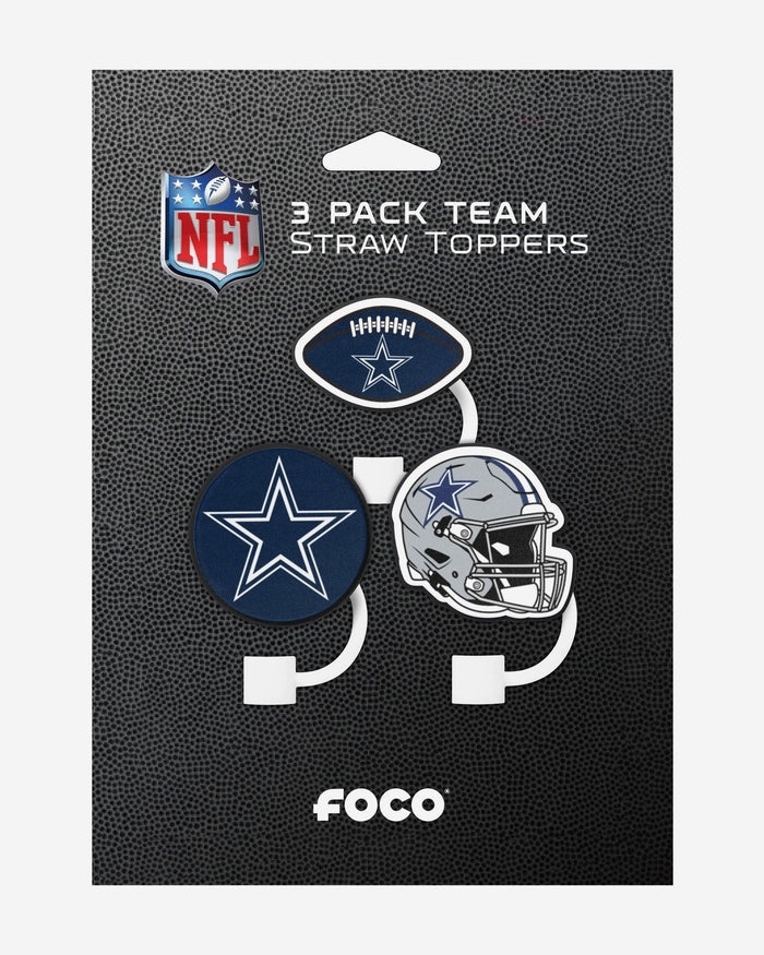 Dallas Cowboys 3 Pack Primary Logo Straw Toppers FOCO - FOCO.com