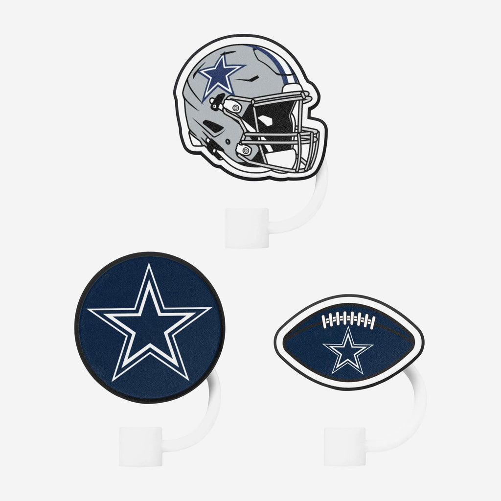 Dallas Cowboys 3 Pack Primary Logo Straw Toppers FOCO - FOCO.com