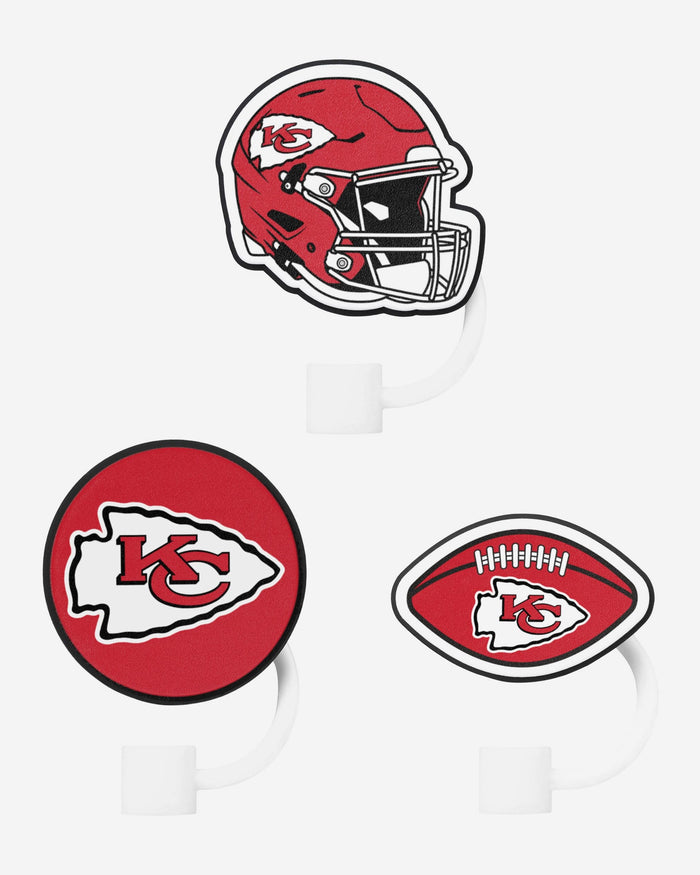 Kansas City Chiefs 3 Pack Primary Logo Straw Toppers FOCO - FOCO.com