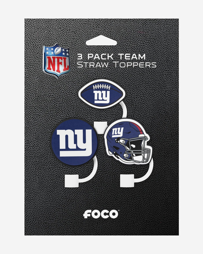 New York Giants 3 Pack Primary Logo Straw Toppers FOCO - FOCO.com