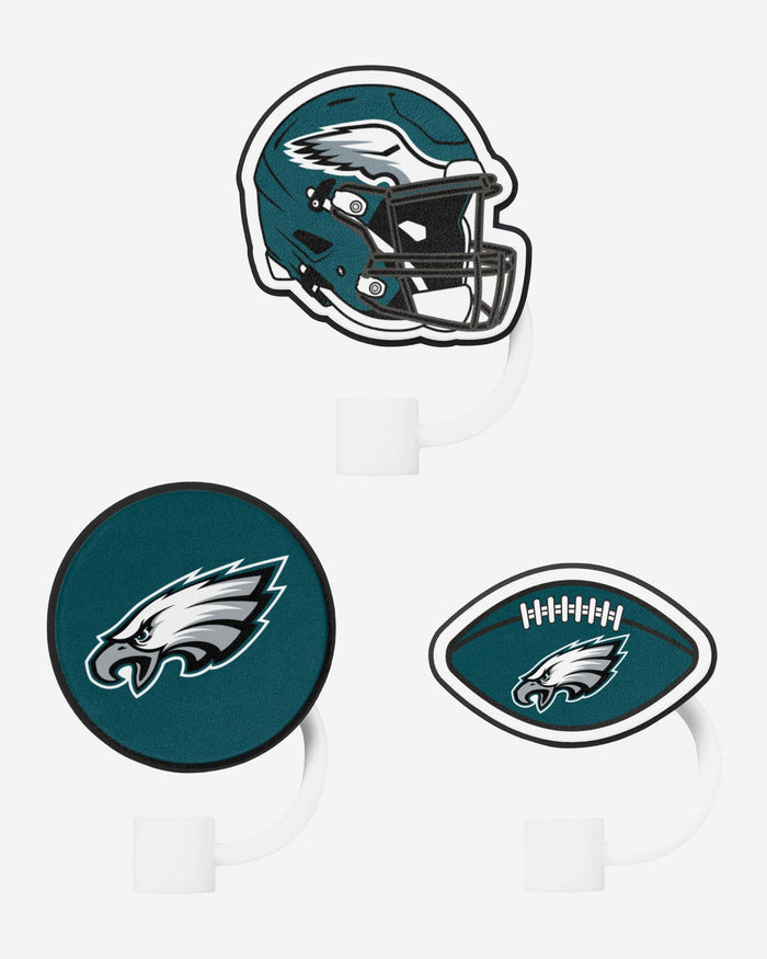 Philadelphia Eagles 3 Pack Primary Logo Straw Toppers FOCO - FOCO.com